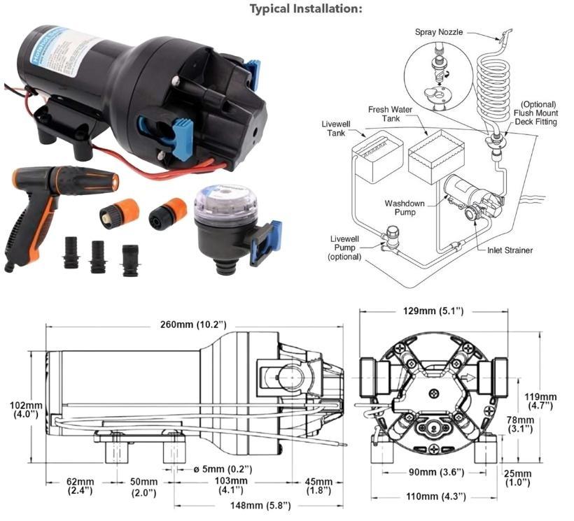 jabsco hotshot HD6 washdown saltwater pump kit 12v 70psi - Escaping Outdoors